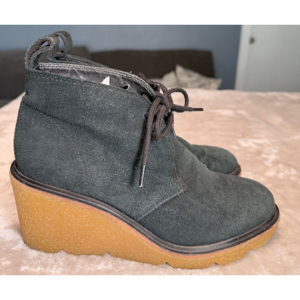 Clarks Originals Black Suede Desert Wedge Chukka Boots Womens Size 7
